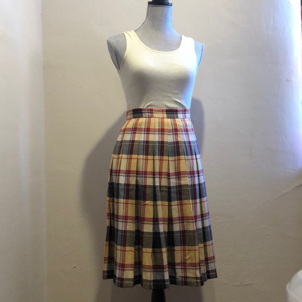 Talbots Petites Yellow Plaid Skirt SZ 2P
